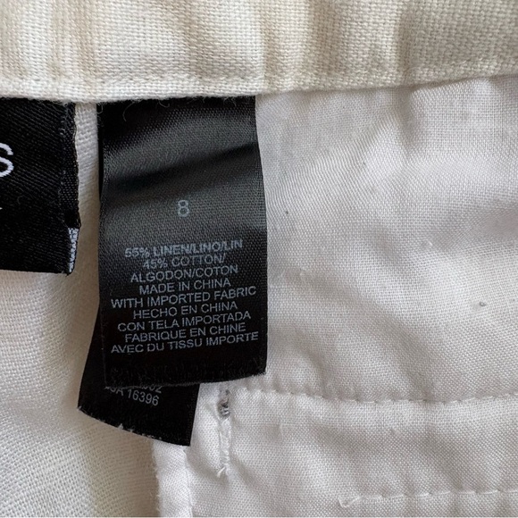 Liz Claiborne Linen Blend Cream Cropped Pants Size 8 - Picture 7 of 8